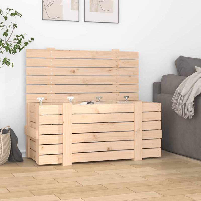 Marlow Home Co. Storage Box White 91X40.5X42 Cm Solid Wood Pine, Beige