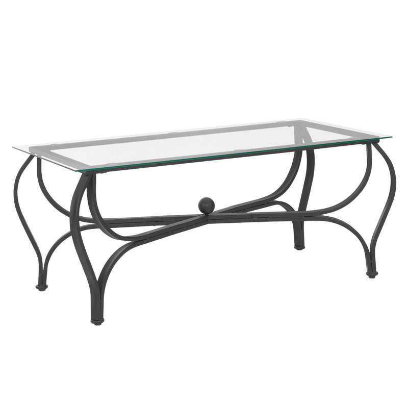 Rustic Black Tempered Glass 3-Piece Coffee and End Table Set