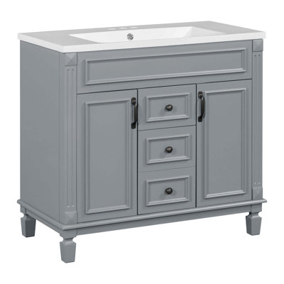 Meuble-lavabo moderne 36 po avec lavabo supérieur