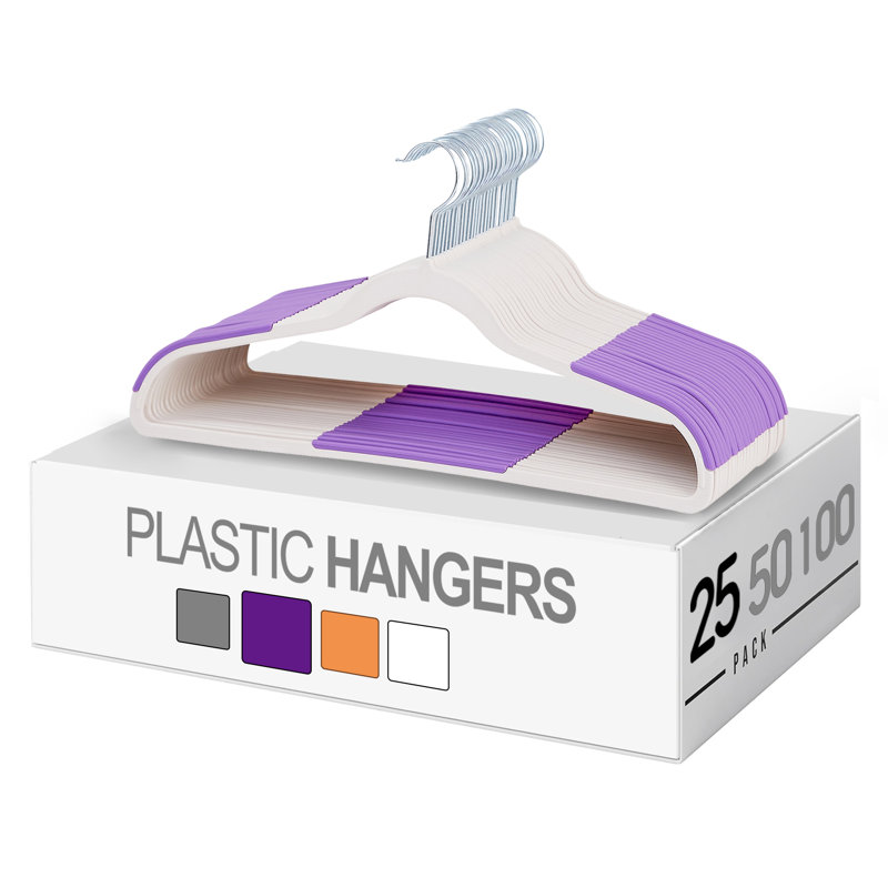 Cintres Meaha, cintres en plastique, antidérapant, peu encombrant, crochet pivotant, 25, Mauve