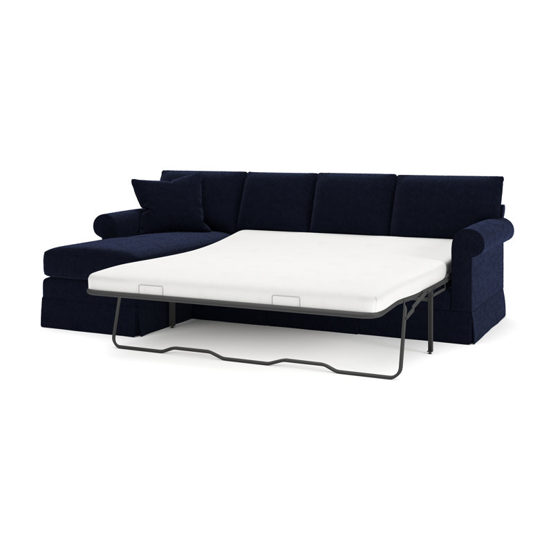 Friedman 2 - Piece Upholstered Sleeper Sectional, Left Hand Facing, Topsider Silver Twill