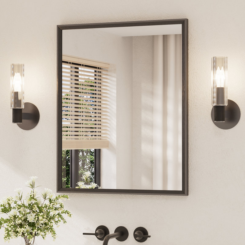 Miroir de salle de bain rectangulaire, Noir mat, 24 po x 30 po