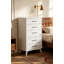 Commode à 5 tiroirs de style moderne, coffre en bois massif et panneau de fibres à densité moyenne, entièrement assemblé, tiroirs à queue d'aronde française et anglaise pour la chambre à coucher