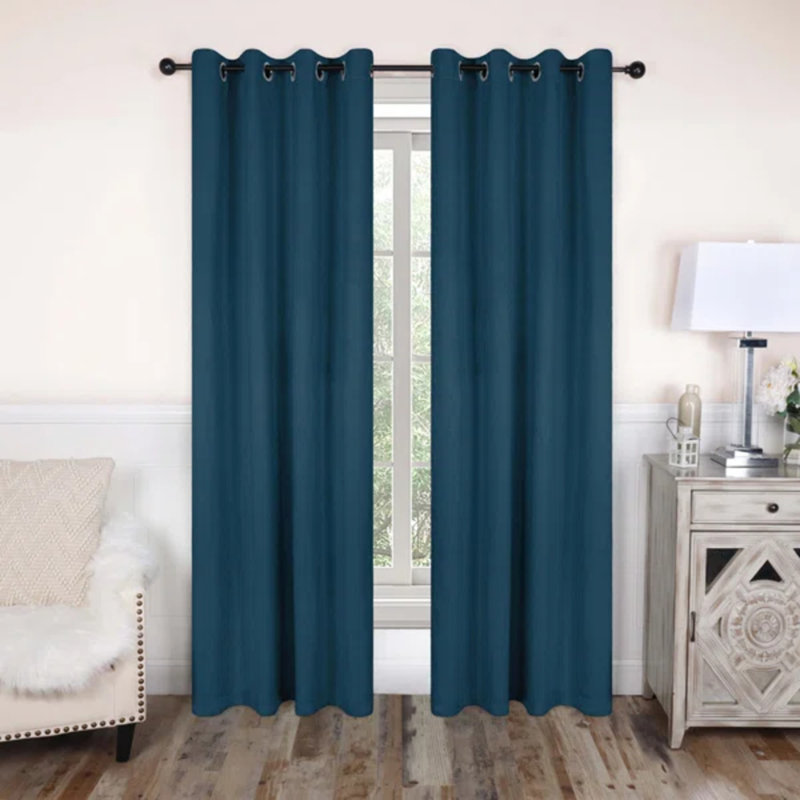 Paire de rideaux obscurcissant avec œillets Millendon, Œillets l 46 po x L 84 po, Bleu marine