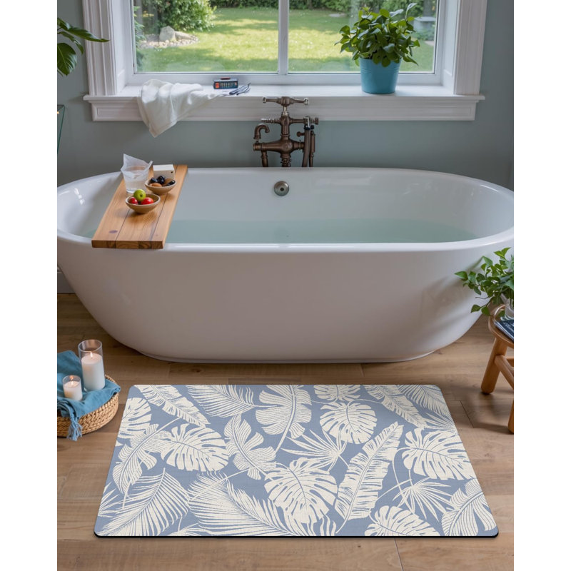 Tapis de bain ultra-mince, tapis de salle de bain ultra-minces en caoutchouc antidérapant ultra-mince, sous les portes, tapis de salle de bain à séchage rapide, idéal pour la douche, la baignoire et l'évier, plume