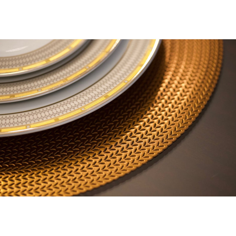 Mcilwain Vinyl Geometric Round Placemat, Copper