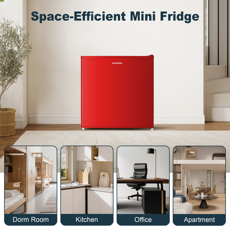 Réfrigérateur compact avec congélateur, porte réversible compacte pour dortoir, bureau, chambre à coucher, appartement, 1,6 pi³ BANGson Rouge