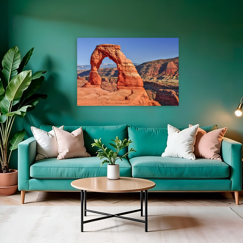 «Delicate Arch Desert Vista Delicate Abstract Contemporary Landscape Mountain», reproduction d'art murale, H 32 po x l 48 po