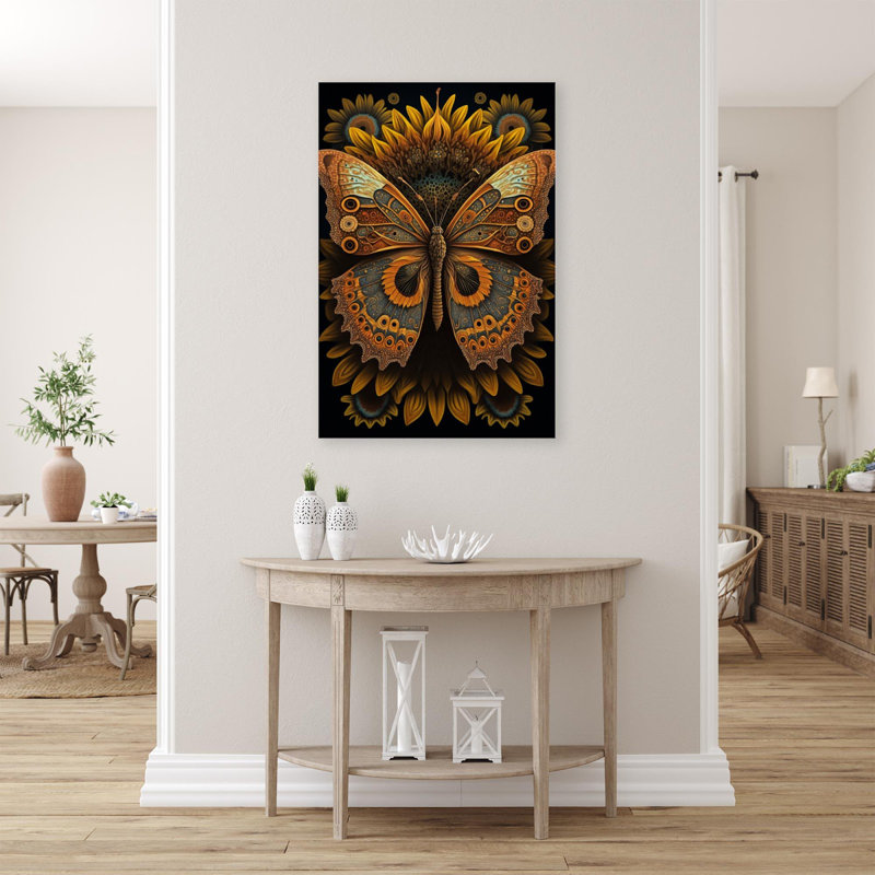 «Sunflowers And Butterfly», impression sur toile tendue, H 14 po x L 11 po x l 1,25 po