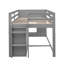 Lit mezzanine simple avec armoire et tablette, base de lit peu encombrante, gris