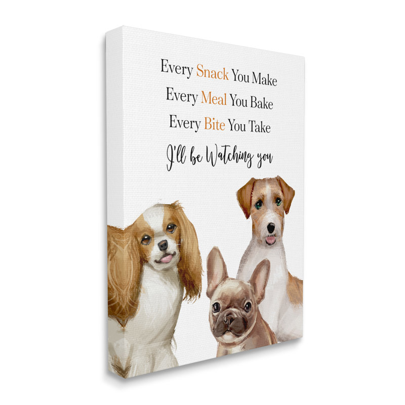 «Every Snack Meal Bite Expression Pet Dog Humor» par Ziwei Li - impression sur toile, H 30 po x l 24 po, Toile tendue
