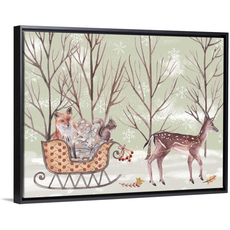 «Christmas Time I» par Melissa Wang - peinture sur toile à cadre flottant, Cadre noir, H 31,25 po x l 41,25 po
