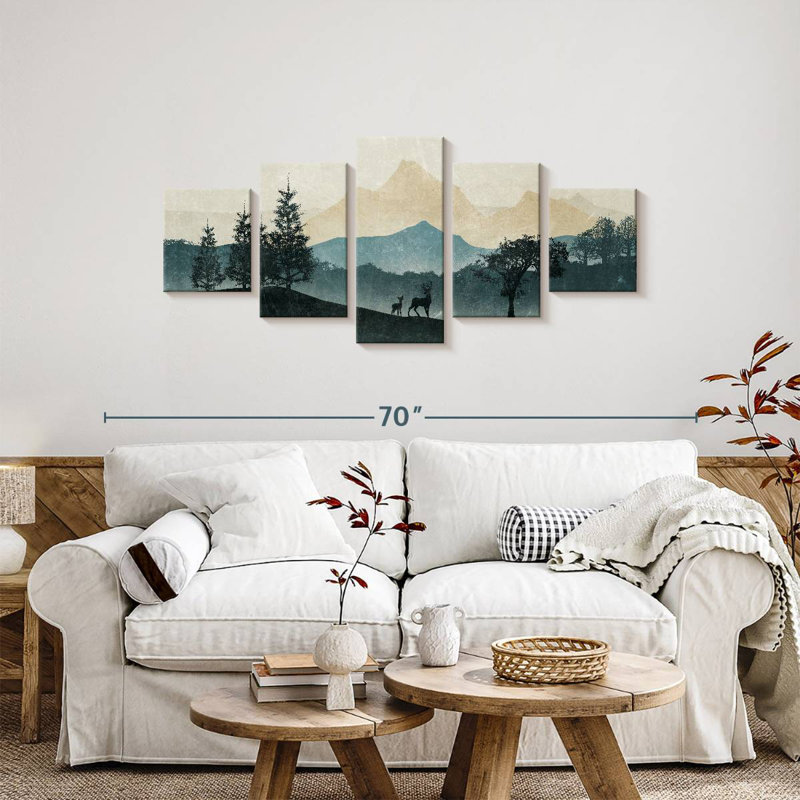 Silhouette de cerf abstrait, H 24 po x l 55 po