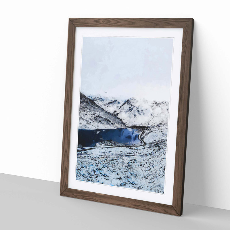 Tryfan Mountain in Snowdonia Wales - Picture Frame Graphic Art Print, 60cm H x 40cm W x 2cm D, Walnut
