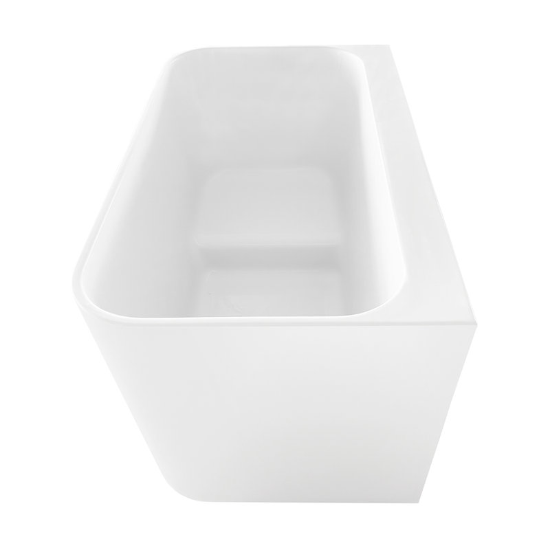 Kingston Brass Aqua Eden 47-Inch Acrylic Rectangular Double Ended Freestanding Tub with Drain and Integrated Seat
