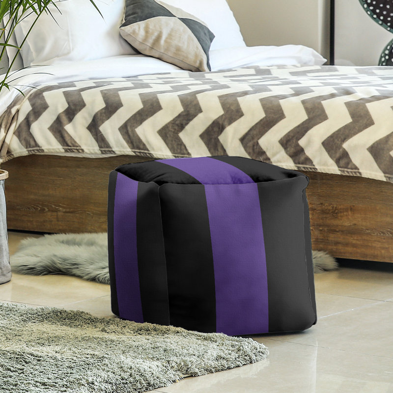 Repose-pieds cube la ours college stripes, Noir / mauve / noir