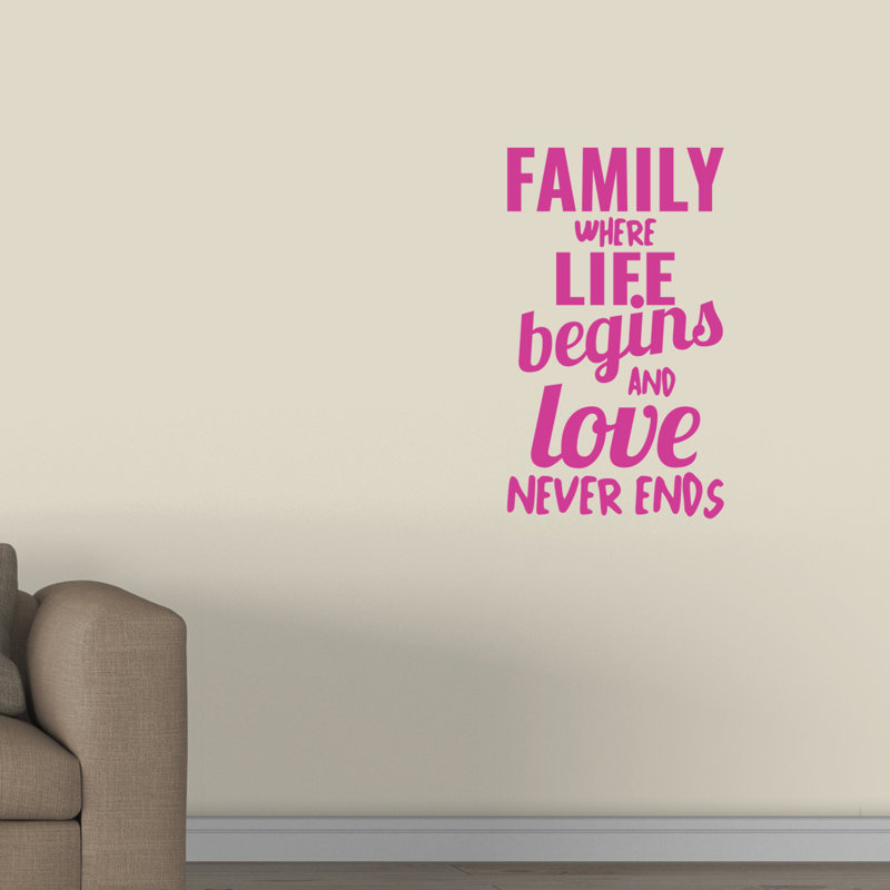Décalcomanie murale family where life begins, Rose vif