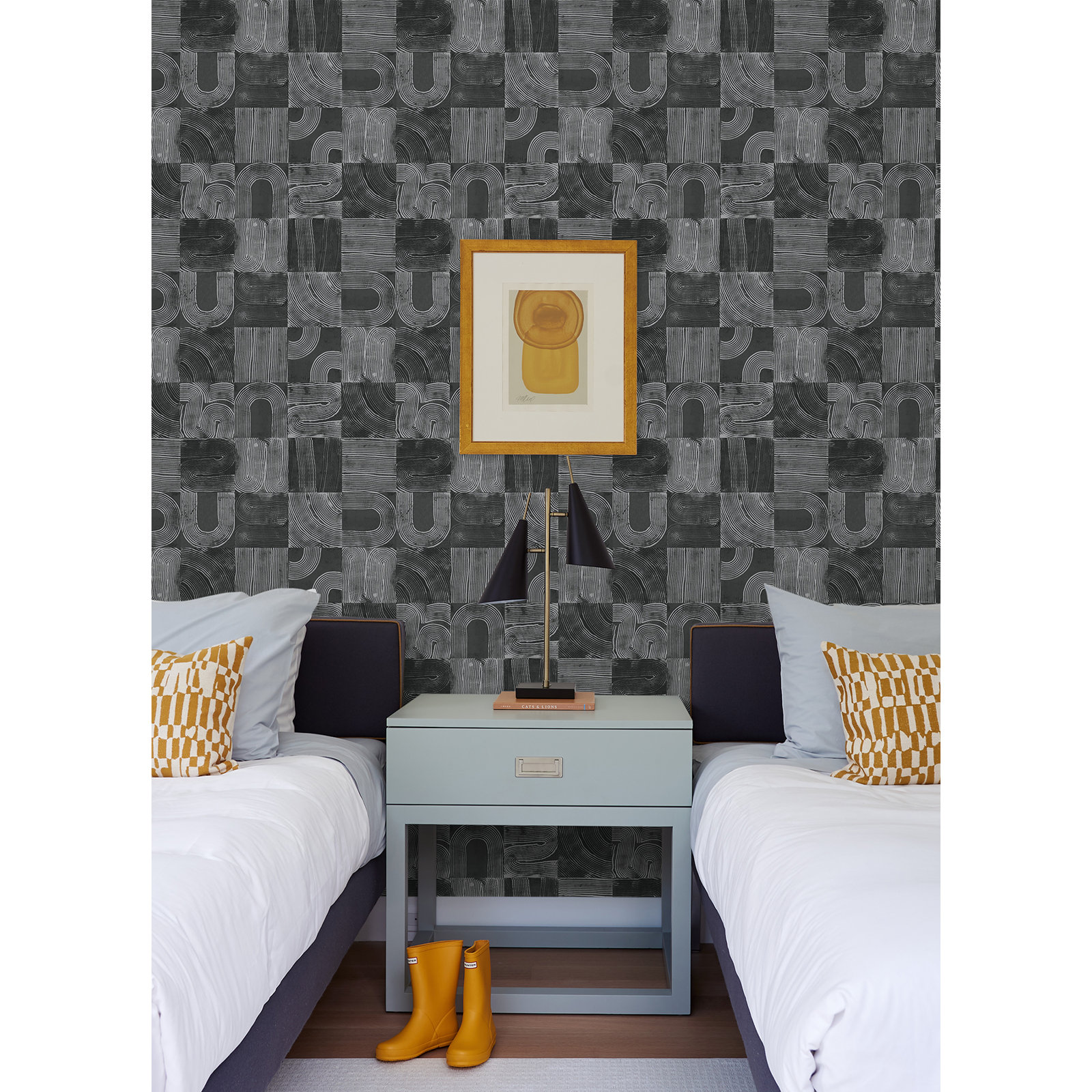 Jacobsen Modern Peel & Stick Geometric Wallpaper, Black