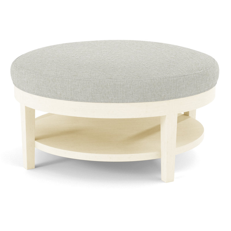 Midtown Upholstered Ottoman, White Performance Fabric; 0851-94, Antique Frost White Finish