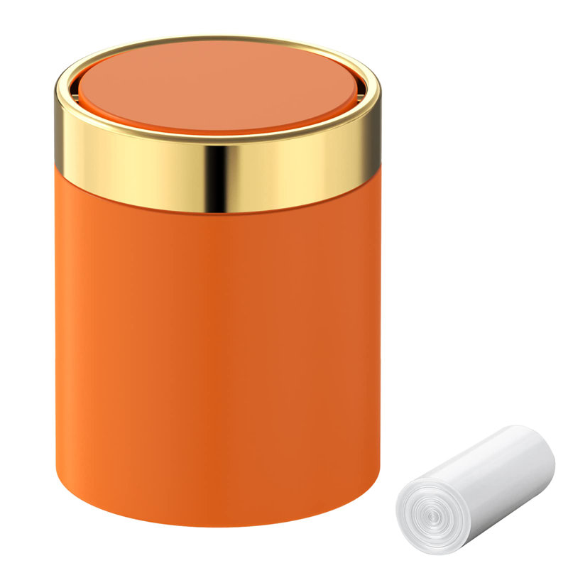 Petite poubelle de bureau avec couvercle, Orange