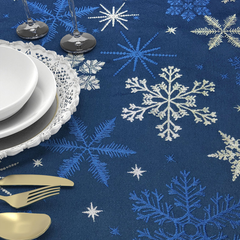 Nappe Holiday, 102 po x 60 po, Bleu, Floral 1