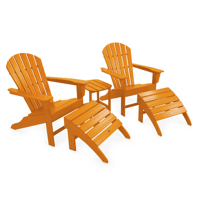 POLYWOOD South Beach Adirondack 5-Piece Set, Tangerine