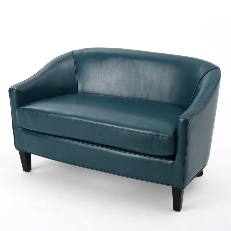 Elmore 48.8'' Upholstered Loveseat, Leather - Teal
