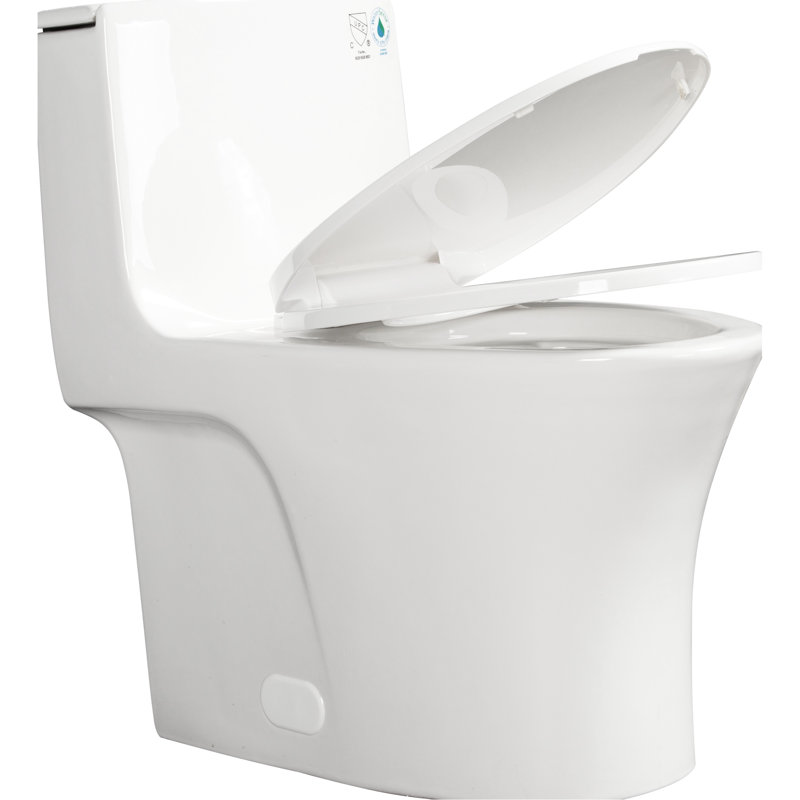 One Piece 1.1/1.60 Toilet With Elongated Comfort Height, Soft Closing Seat, Glossy White, Water Floor Installation Method, Setup 1000 Gram Map Flush, Water, Floor-Mounted Convenience