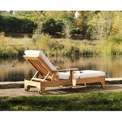Mair 80" Long Reclining Teak Single Chaise Lounge by Highland Dunes