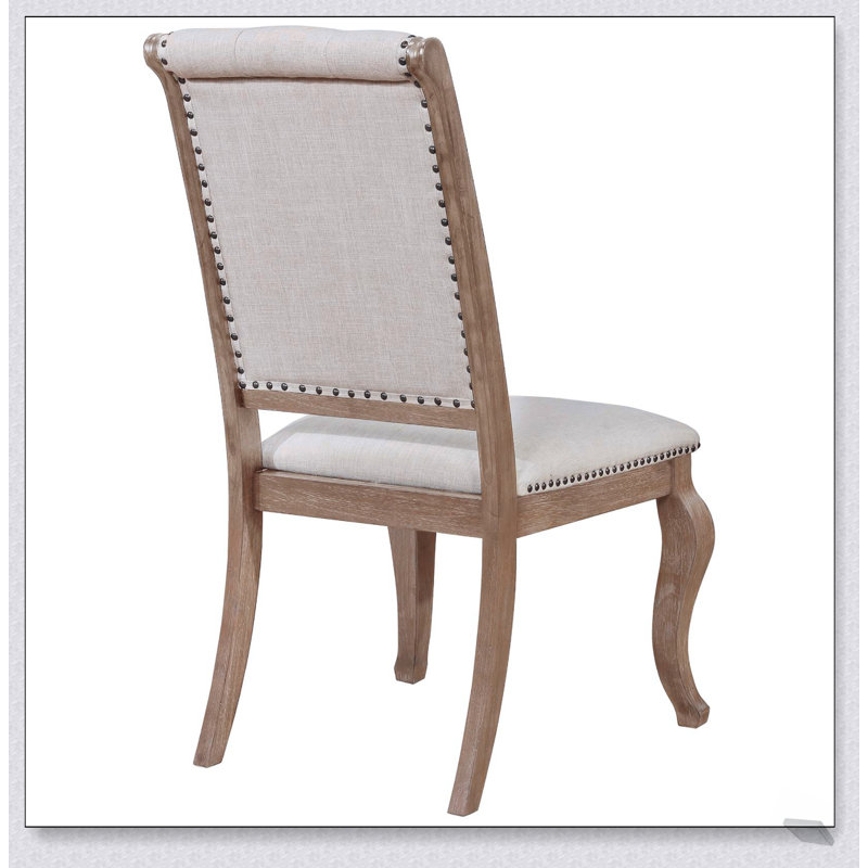 Ensemble de chaises à dossier capitonné crème et orge brun, élégant et confortable pour toute salle à manger, Naturel