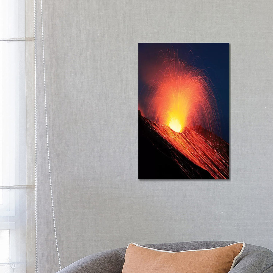 Strombolian Eruption Of Stromboli Volcano, Aeolian Islands by Richard Roscoe - Wrapped Canvas Print