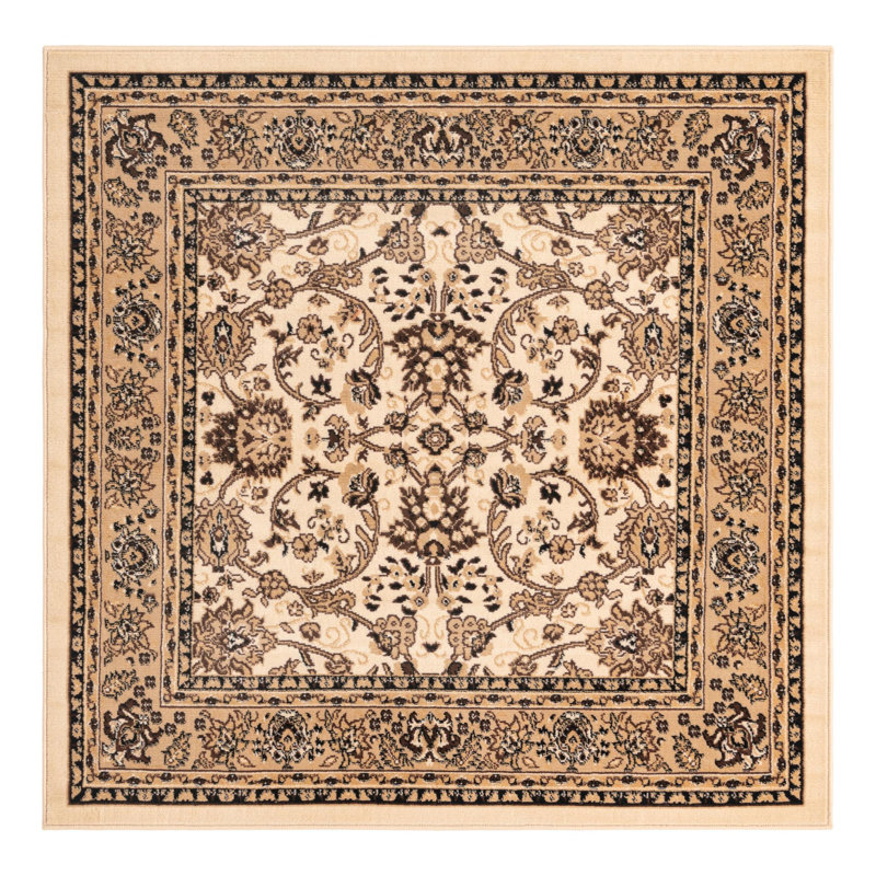 Tapis bourgogne Bhatari, Ivory, Square 5'3"