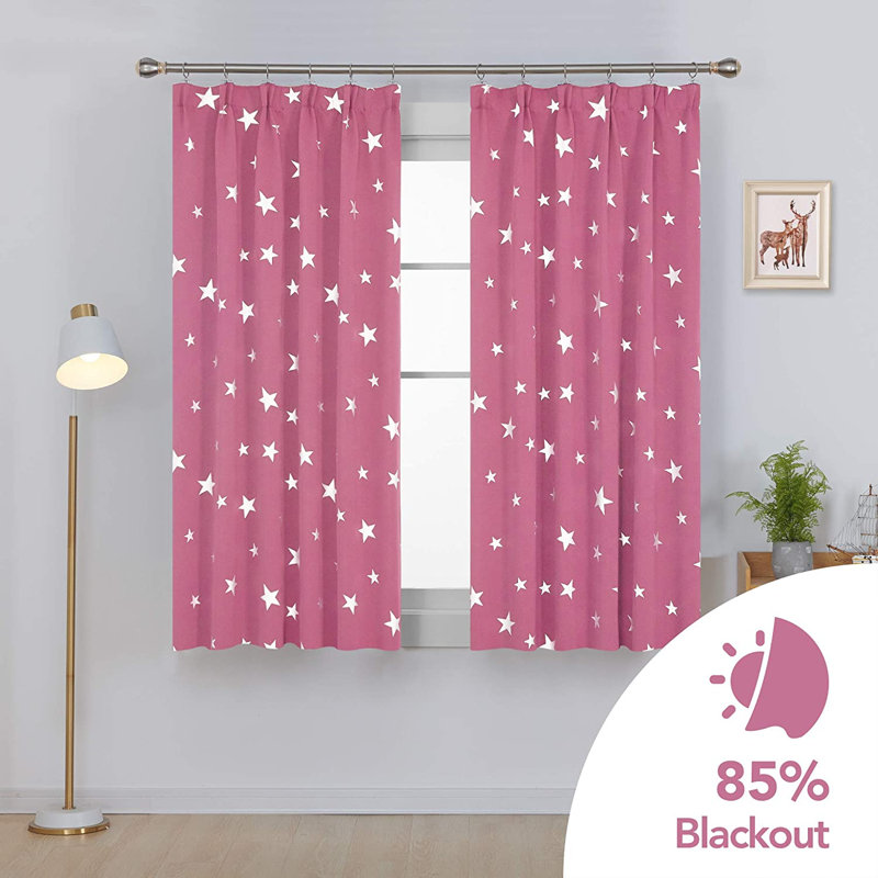 Room Darkening Curtain Pair, Pink, 132 W x 138 D cm