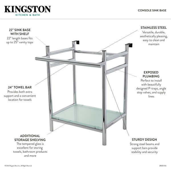 Kingston Brass VPB2216301 Sheridan 22-Inch Console Sink Base With Glass  Shelf, Polished Chrome Wayfair Canada