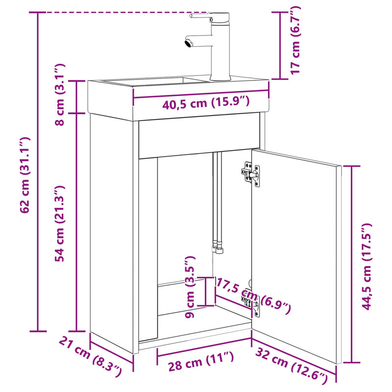 Single Bathroom Vanity with Ceramic Basin, White