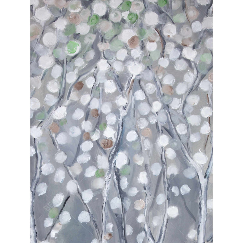 Arbres blancs sur fond gris | Toile paysage contemporain