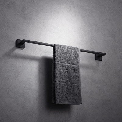 24-Inch Matte Black Stainless Steel Towel Bar, Wall Mounted For Bathroom