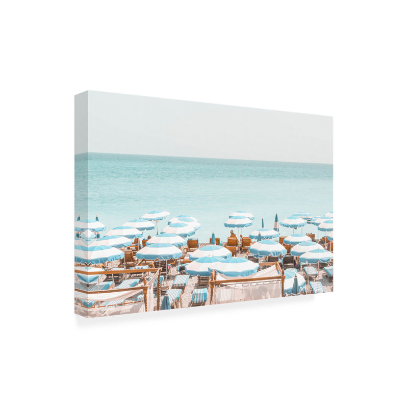 Œuvre bolognaise, bleu sur toile, Riviera bleue, H 16 po x l 24 po