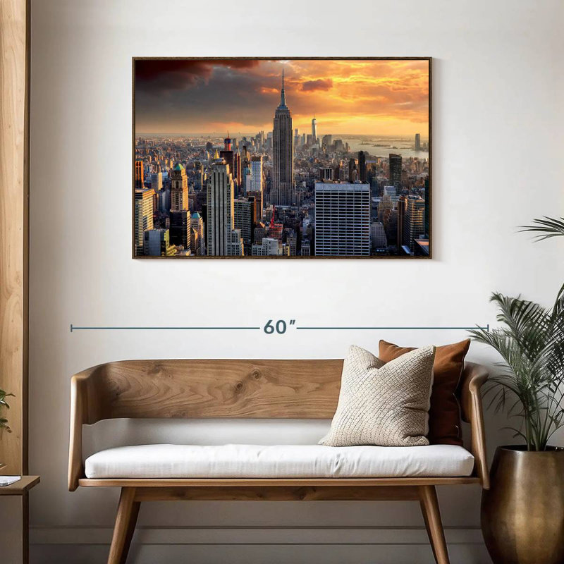 New York City High Rises, Cadre flottant noyer, 43 po x 29 po