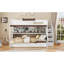 Lit superposé double au-dessus de double avec lit gigogne simple et escalier, tablettes, DEL, blanc-1139288524