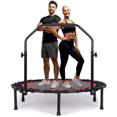 17 Stories ft Foldable Round Fitness Trampoline with Handlebar