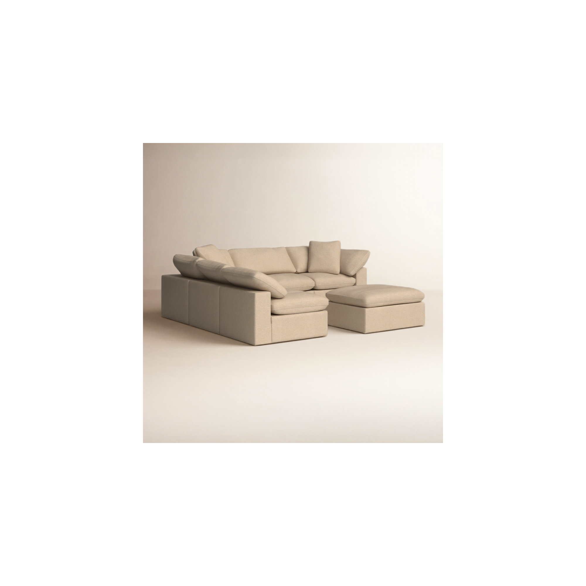 Calana Luxe Modular Sectional, Almond Revolution Performance Fabrics, 6 Piece