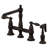 Kingston Brass English Country Two-Handle 4-Hole Deck Mount Bridge Kitchen Faucet with Brass Side Sprayer-30369837