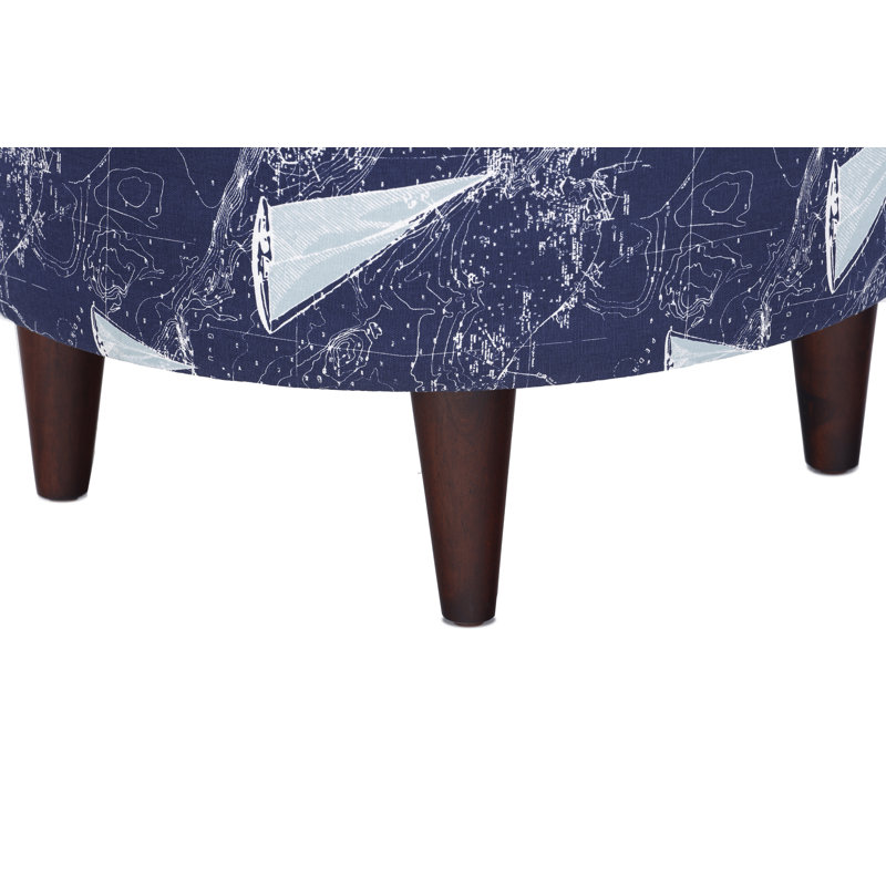 Repose-pieds standard rond 22 po Meila, Indigo / 100% coton bleu marine