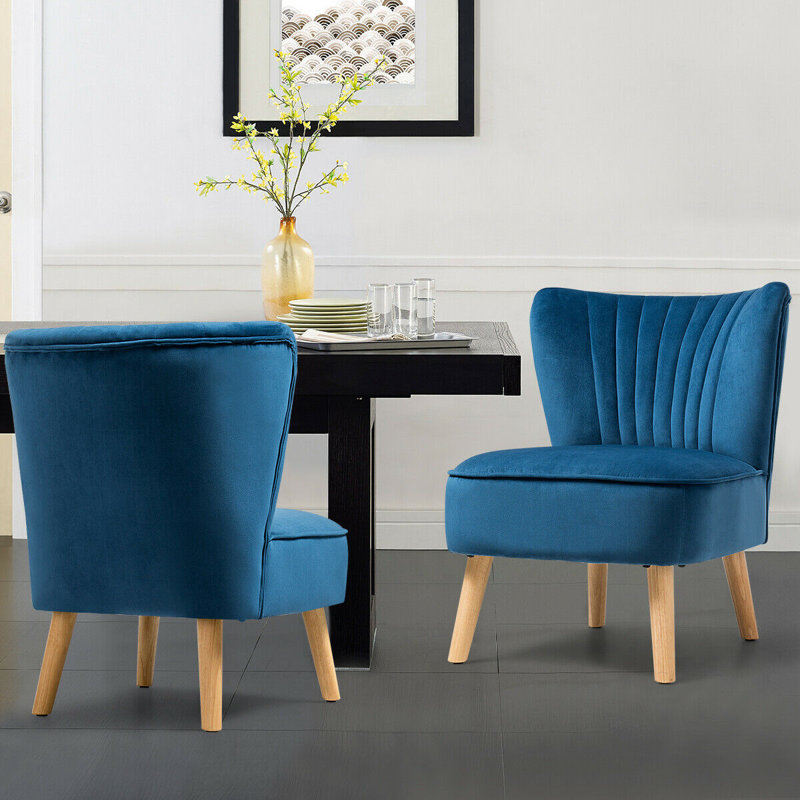 Fauteuil de chambre en velours de 53,34 cm de large Tocco, Velours bleu