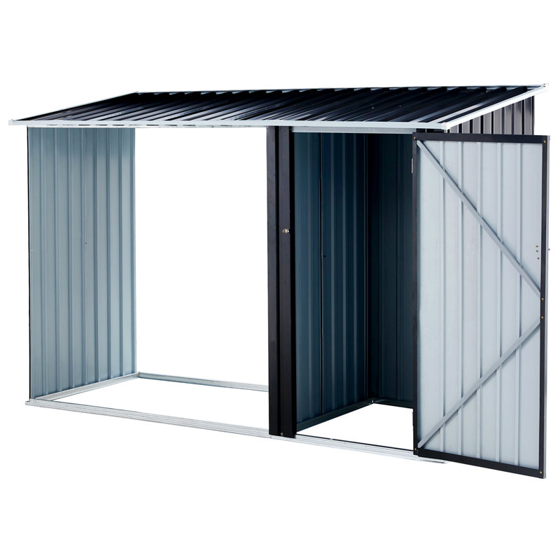 Remise de rangement pour le bois de chauffage, support extérieur pour le bois de chauffage, remise extérieure avec support à bûches, abri à bois de chauffage pour la terrasse, acier galvanisé anthracite