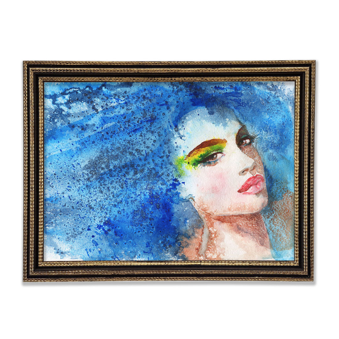 Gerahmtes Leinwandbild Blue Haired Woman