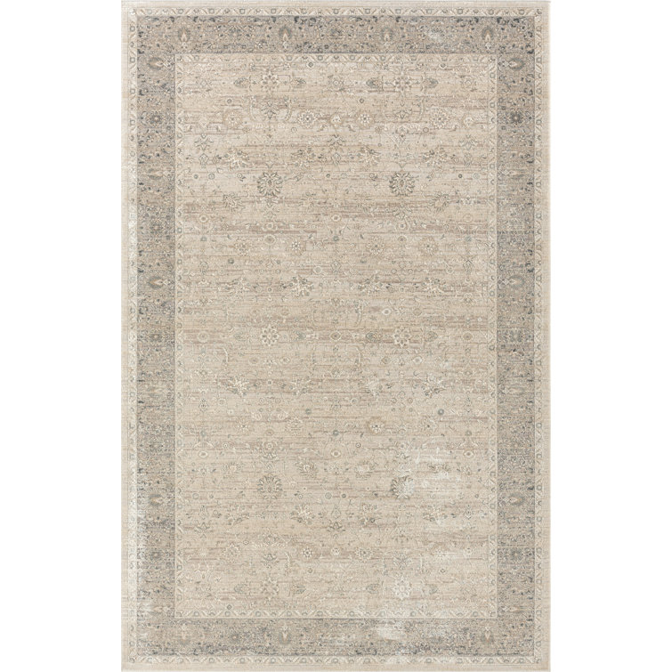 Hampshire Classic Floral Filigree Two Million Point Beige Rug with High-Low Texture