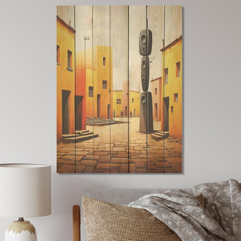 Art civique mexicain aztèque I - impression sur bois, H 40 po x l 30 po