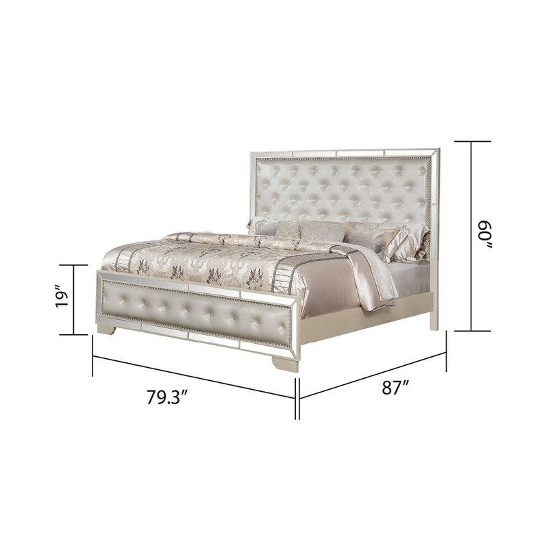 Ensemble de chambre à coucher à panneau 6 pièces Beaman, Beige, Très grand